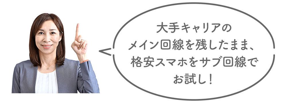 大手キャリアのメイン回線を残したまま、格安スマホをサブ回線でお試し!