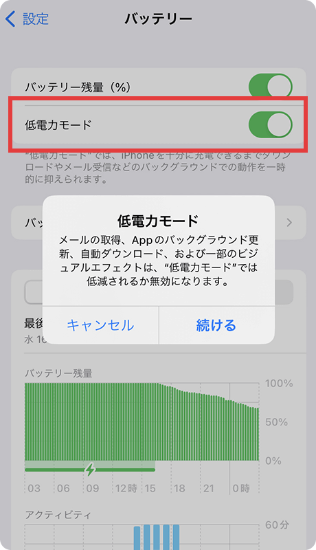 iPhone 低電力モード