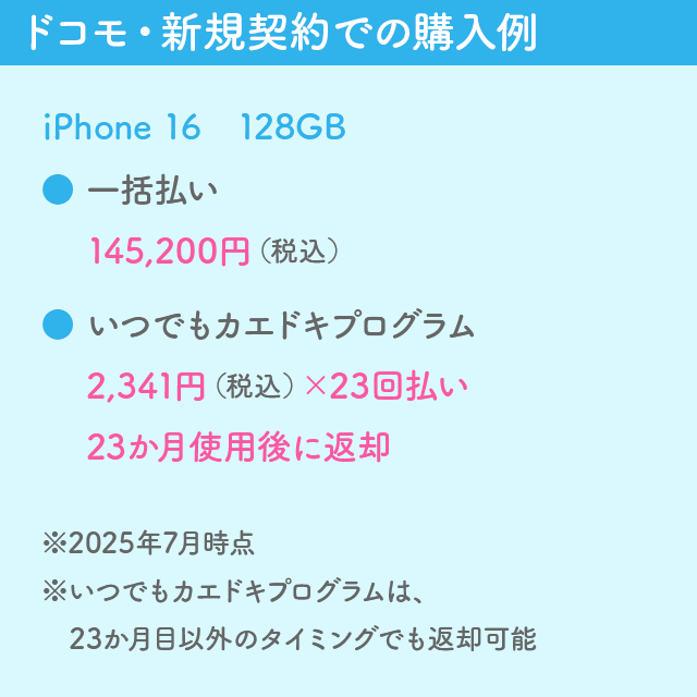 ドコモ・新規契約での購入例