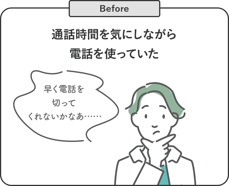 Before 通話時間を気にしながら電話を使っていた