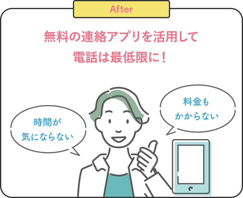 After 無料の連絡アプリを活用して電話は最低限に!