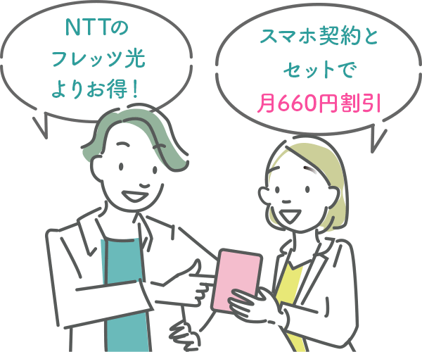 NTTのフレッツ光よりお得! スマホ契約とセットで月660円割引